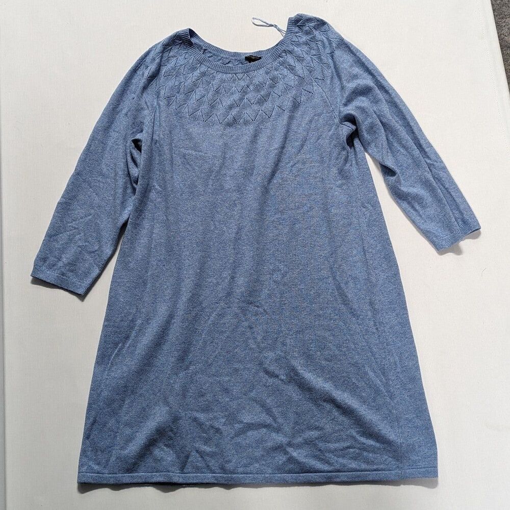 Quiet Luxury Cozy Minimalist Blue Sweater Dress NWT Talbots Plus Size 3X Office